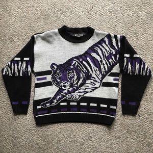 VTG 70s 80s Sweater Tiger Retro